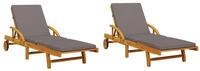 vidaXL Gartenliege Sonnenliegen 2 Stk. mit Auflagen 200x68x83 cm Massivholz, 1...