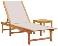 vidaXL Gartenliege Sonnenliege mit Tisch Grau Massivholz und Textilene, 1 St.