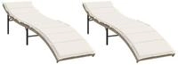 vidaXL Gartenliege Sonnenliegen 2 Stk. mit Auflagen Beige Poly Rattan, 1 St.