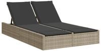 vidaXL Gartenliege Doppel-Sonnenliege mit Kissen Hellgrau Poly Rattan, 1 St.