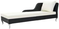 vidaXL Gartenliege Sonnenliege mit Auflage Poly Rattan Schwarz, 1 St.
