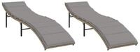vidaXL Gartenliege Sonnenliegen 2 Stk. mit Auflagen Beige Poly Rattan, 1 St.