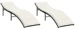 vidaXL Gartenliege Sonnenliegen 2 Stk. mit Auflagen Schwarz Poly Rattan, 1 St.