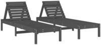 vidaXL Gartenliege, Sonnenliegen 2 Stk. Grau 199,5x60x74 cm Massivholz Kiefer