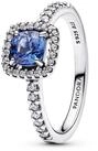Pandora Silberring Damen-Silber Funkelndes Quadrat Blau