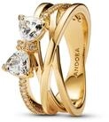 Pandora Fingerring DamenFunkelnde Schleife Goldfarben