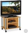 relaxdays TV-Regal TV Tisch mit Rollen und 2 F&auml;chern, Holzoptik