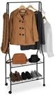 relaxdays Garderobenst&auml;nder Rollgarderobe mit Ablage & Haken, schwarz