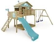Wickey Spielturm Smart Coast &ndash; Stelzenhaus mit Doppelschaukel, Rutsche &