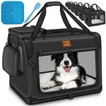 TRESKO Hunde-Transportbox Hundebox faltbar inkl. Leckmatte und Spatel bis 15,00 kg,