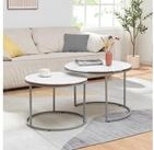 en.casa Couchtisch, &raquo;Skagen&laquo; Beistelltisch im 2er Set rund Marmor, wei&szlig; /...