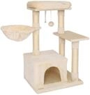 lionto Kratzbaum platzsparend & kompakt, 85 cm beige, Katzenkratzbaum mit Spielball,