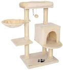lionto Kratzbaum 93 cm mit H&ouml;hle, Liegemulde, Spielball & Sisalst&auml;mmen, beige,