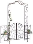 DanDiBo Rosenbogen mit Tor T&uuml;r aus Metall Gartentor 236 x186 cm Schmiedeeisen