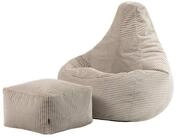 icon Sitzsack Sessel mit R&uuml;ckenlehne aus Cord &bdquo;Dalton&ldquo; mit Hocker (Spar-Set, 1 x