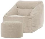 icon Sitzsack Riesen Sessel XXL aus Cord Flauschig &bdquo;Natalia" mit Sitzpouf