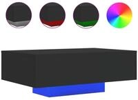 vidaXL Ablagetisch, Couchtisch mit LED-Leuchten Schwarz 85x55x31 cm