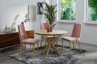 WFL GROUP Esstisch Flora ausziehbar rund industrial mit goldenen Metallbeinen...