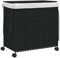 vidaXL W&auml;schekorb W&auml;schekorb mit Rollen Schwarz 60x35x60,5 cm Rattan (1 St)