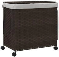 vidaXL W&auml;schekorb W&auml;schekorb mit Rollen Dunkelbraun 60x35x60,5 cm Rattan (1...