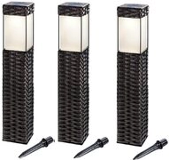 BUVTEC LED Gartenleuchte BUVTEC '3er Set' LED Solar Standleuchtenset Rattan...