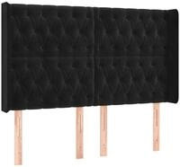 vidaXL Kopfteil, Bett Kopfteil mit Ohren Schwarz 147x16x118/128 cm Samt