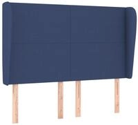 vidaXL Bett Kopfteil mit Ohren Blau 147x23x118/128 cm Stoff (1-tlg)