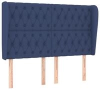 vidaXL Bett Kopfteil mit Ohren Blau 147x23x118/128 cm Stoff (1-tlg)