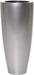 VIVANNO Pflanzk&uuml;bel Fiberglas CITY Rund - Silbermetallic Metallic Hochglanz (1 St),