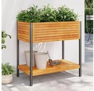 vidaXL Blumentopf Pflanzk&uuml;bel mit Ablage 80x45x80 cm Massivholz und Stahl (1...