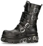 NEW ROCK M-373-S4 Ankleboots Edle Schwarzleder-Stiefel f&uuml;r den rebellischen...