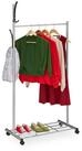 relaxdays Garderobenst&auml;nder Silberne Garderobe mit Rollen