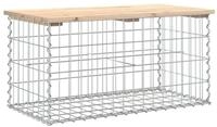 vidaXL Gartenbank Gartenbank aus Gabionen 83x44x42 cm Massivholz Kiefer (1-St)
