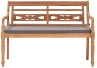 vidaXL Gartenbank, Batavia-Bank mit Dunkelgrauem Kissen 120 cm Teak Massivholz
