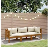 vidaXL Loungeset vidaXL 3-Sitzer-Gartensofa mit Creme Kissen Massivholz Akazie