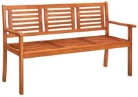 vidaXL Gartenbank 3-Sitzer-Gartenbank mit Auflage 150 cm Massivholz Eukalyptus...