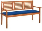 vidaXL Gartenbank 3-Sitzer-Gartenbank mit Auflage 150 cm Massivholz Eukalyptus...