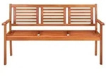 vidaXL Gartenbank 3-Sitzer-Gartenbank mit Auflage 150 cm Massivholz Eukalyptus...