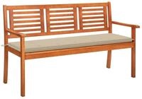 vidaXL Gartenbank 3-Sitzer-Gartenbank mit Auflage 150 cm Massivholz Eukalyptus...