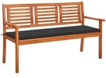 vidaXL Gartenbank 3-Sitzer-Gartenbank mit Auflage 150 cm Massivholz Eukalyptus...