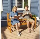 Outsunny Bank 3-Sitzer Sitzbank mit Tisch, Parkbank mit Armlehne (Holzbank, 1-St.,