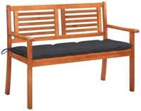 vidaXL Gartenbank 2-Sitzer-Gartenbank mit Auflage 120 cm Massivholz Eukalyptus...