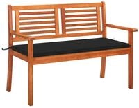 vidaXL Gartenbank 2-Sitzer-Gartenbank mit Auflage 120 cm Massivholz Eukalyptus...
