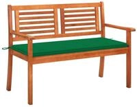 vidaXL Gartenbank 2-Sitzer-Gartenbank mit Auflage 120 cm Massivholz Eukalyptus...