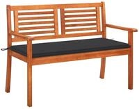 vidaXL Gartenbank 2-Sitzer-Gartenbank mit Auflage 120 cm Massivholz Eukalyptus...