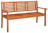 vidaXL Gartenbank 3-Sitzer-Gartenbank mit Auflage 150 cm Massivholz Eukalyptus...