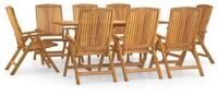 vidaXL Garten-Essgruppe, 9-tlg. Gartengarnitur Massivholz Teak