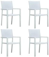 vidaXL Gartenstuhl Gartenst&uuml;hle 4 Stk. Wei&szlig; Kunststoff Rattan-Optik (4 St)