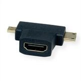 VALUE HDMI T-Adapter HDMI - HDMI Mini + HDMI Micro Audio- & Video-Adapter HDMI Typ A