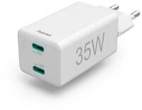 Hama Schnellladeger&auml;t, 2x USB C, PD Qualcomm&reg;, Mini Ladeger&auml;t, 35 W, Wei&szlig;